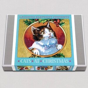 Laughing Elephant brand! Cats at Christmas Greeting cards box set! Brand New!